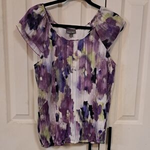 Roz & Ali Women's Purple Floral Top